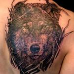 Tattoos - Black and Grey Wolf Tattoo - 108319